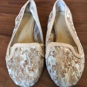 Cream and gold flats